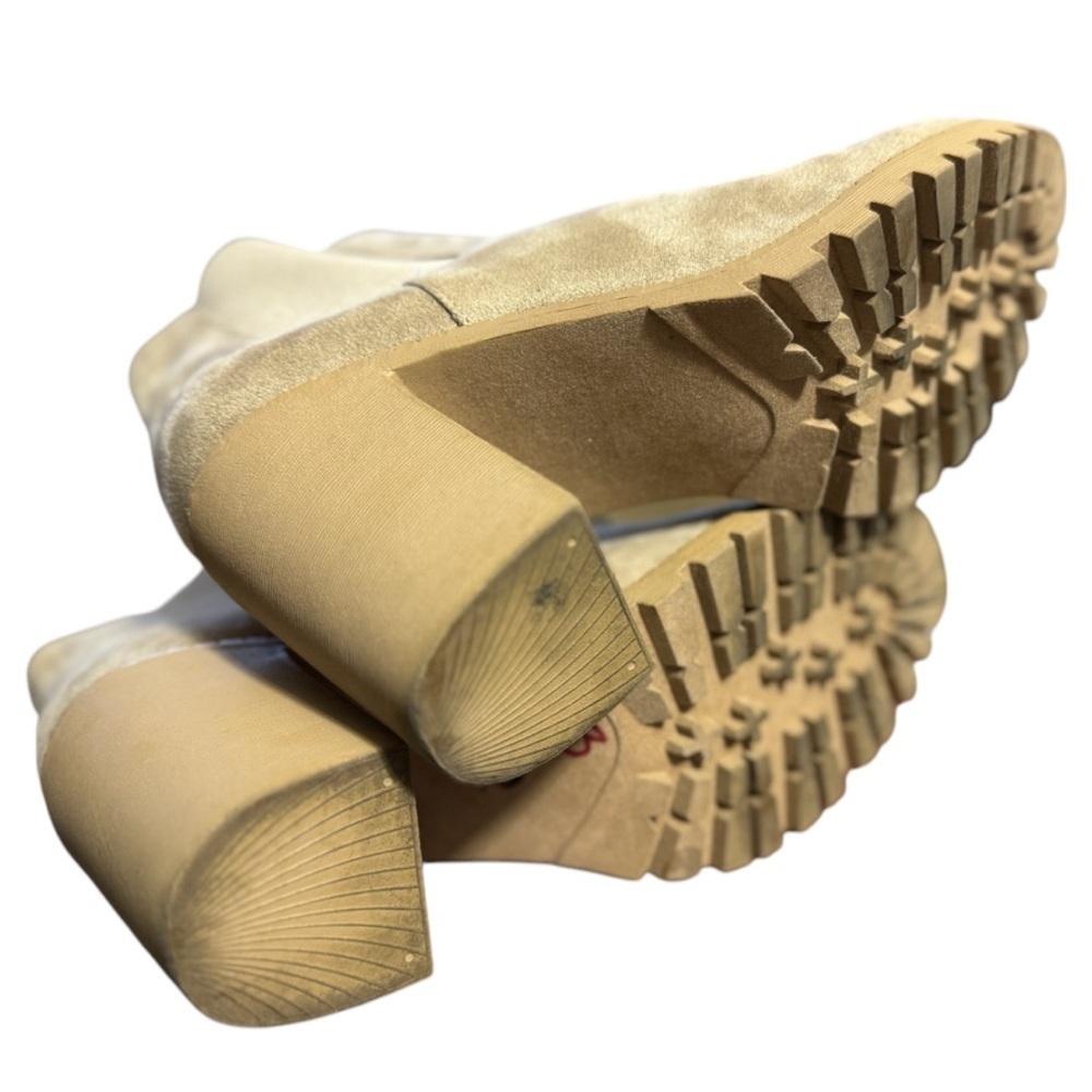 Soda Glove - Ankle Boot w/Lug Sole Elastic Gore and Chunky Heel Beige Size 10M - Picture 7 of 11